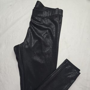 Express Legging Slinky Black Crocodile Embossed Mid Rise Skinny Ankle Small